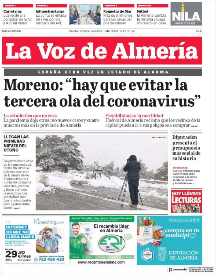 Portada de La Voz de Almería (España)