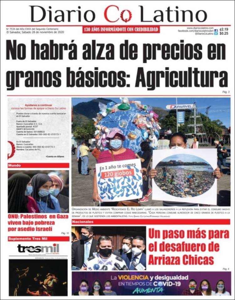 Portada de Diario Co Latino (El Salvador)