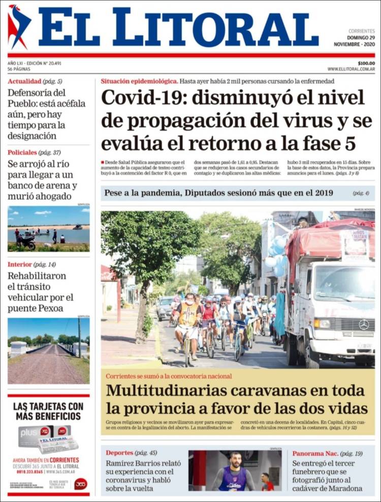 Portada de El Litoral Corrientes (Argentina)