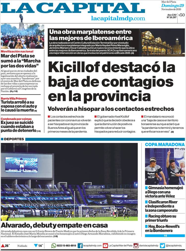 Portada de Diario La Capital - Mar del Plata (Argentina)