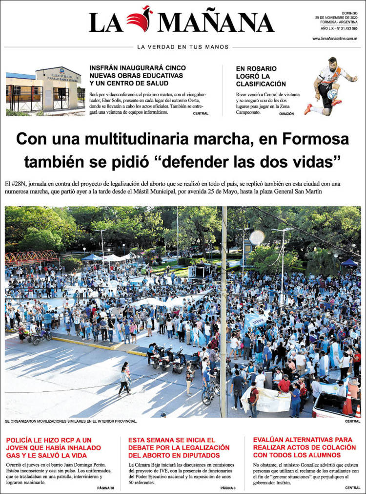 Portada de Diario La Mañana (Argentina)