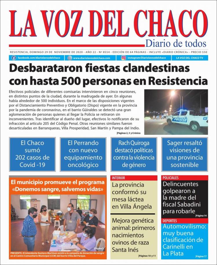 Portada de La Voz del Chaco (Argentina)