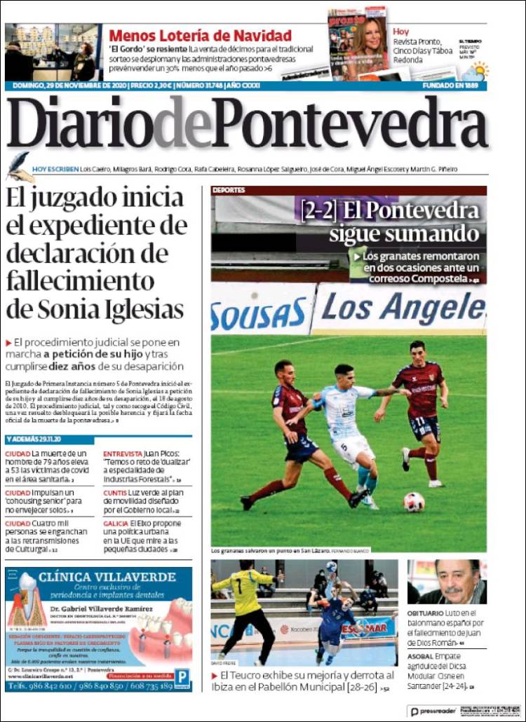 Portada de Diario de Pontevedra (España)