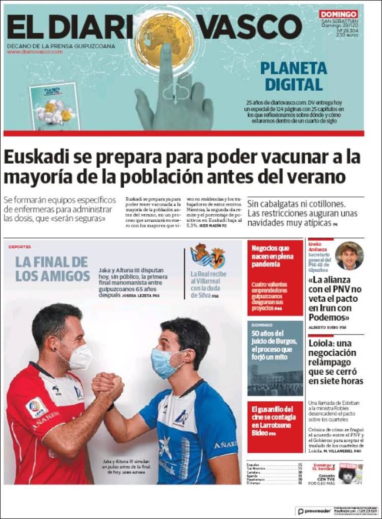 Portada de Diario Vasco (España)