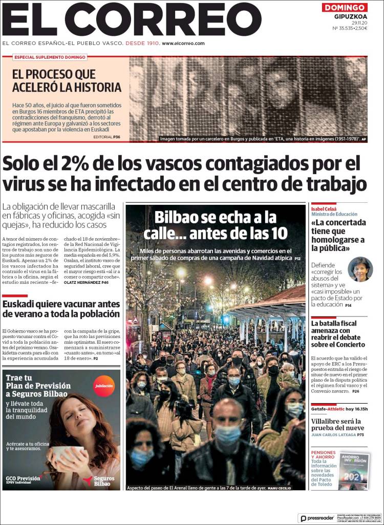 Portada de El Correo - Guipuzcoa (Spain)