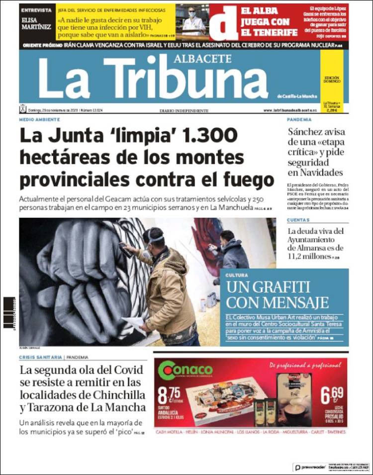 Portada de La Tribuna de Albacete (España)