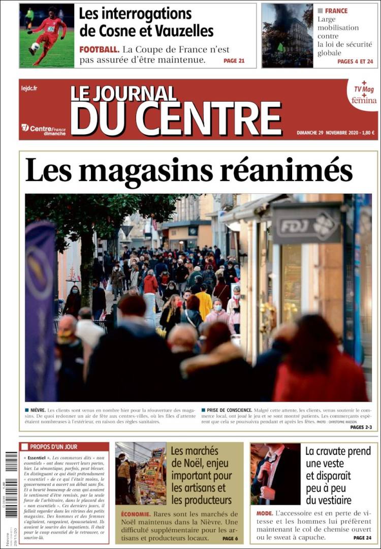 Portada de Le Journal du Centre (Francia)
