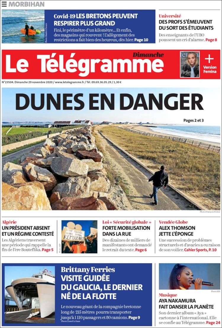 Portada de Télégramme (Francia)