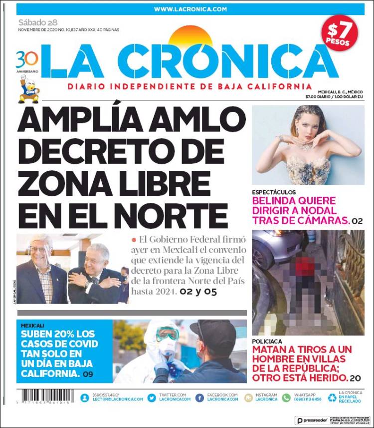 Portada de La Crónica de Baja California (México)