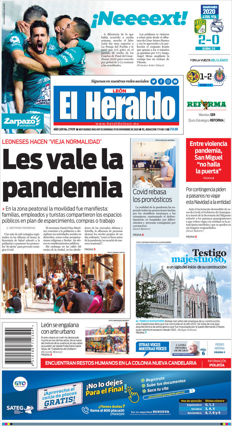 Portada de El Heraldo de León (México)