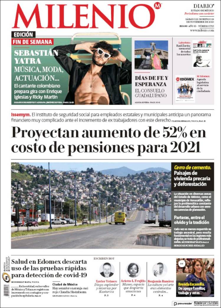 Portada de Milenio - Estado de México (México)