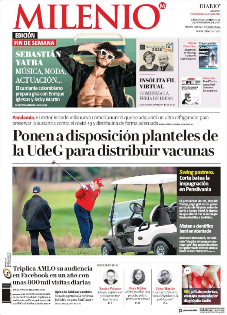 Portada de Milenio - Jalisco (México)