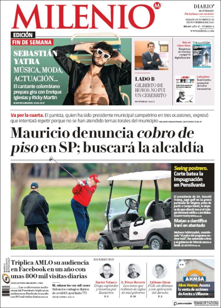 Portada de Milenio de Monterrey (México)