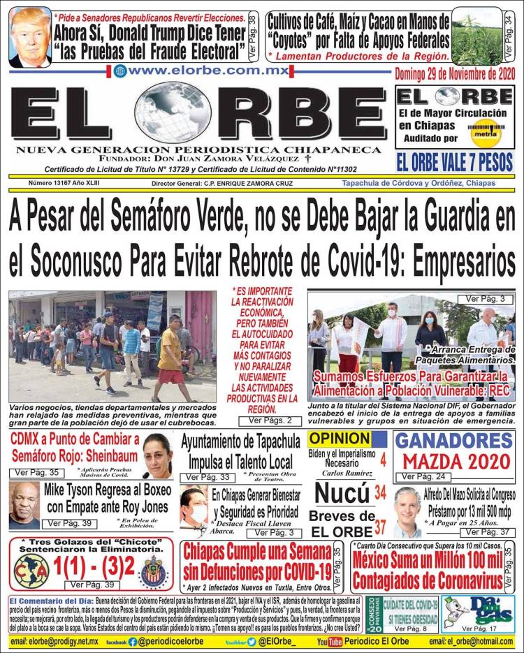 Portada de El Orbe (México)