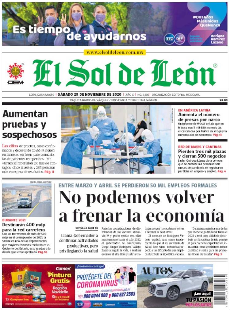 Portada de El Sol de León (México)