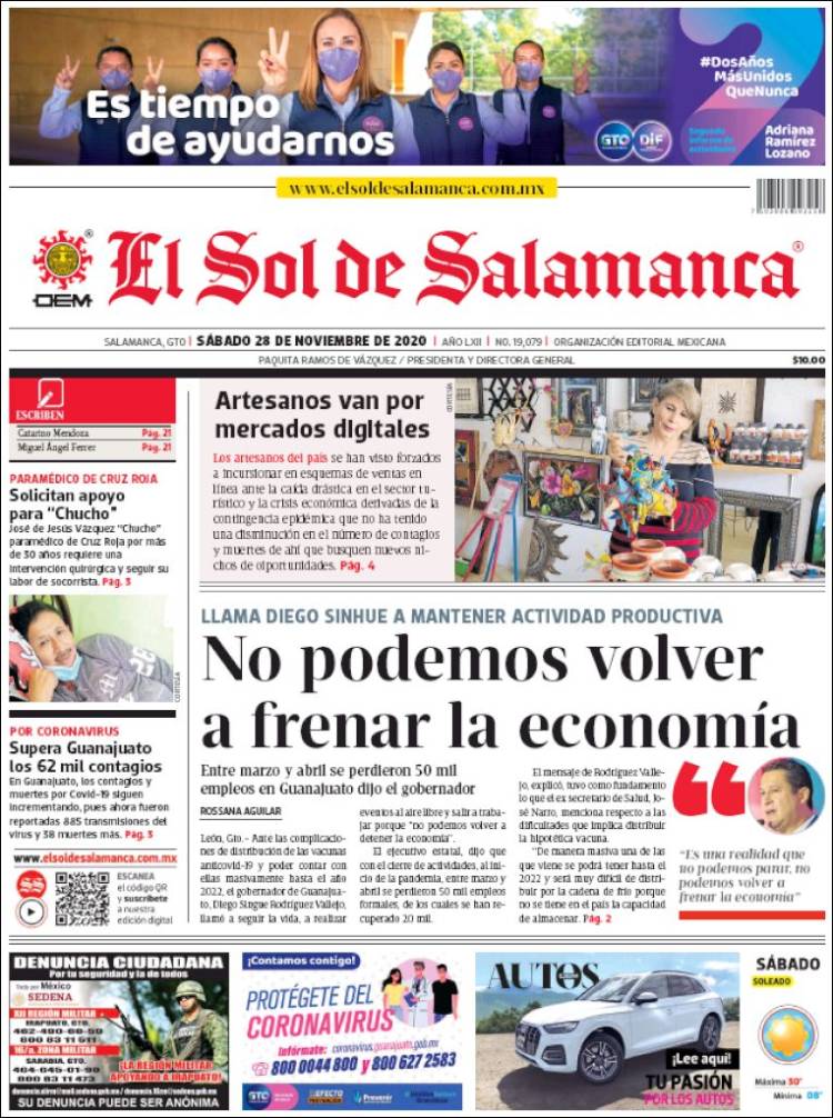 Portada de El Sol de Salamanca (México)