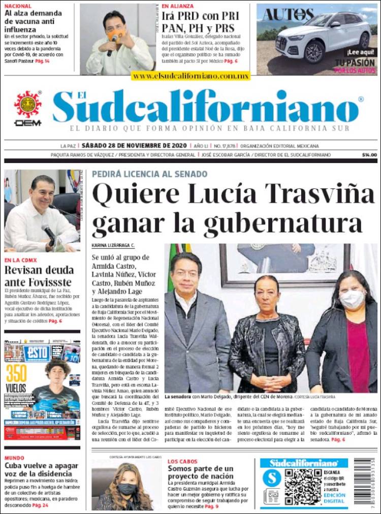 Portada de El Sudcaliforniano (México)