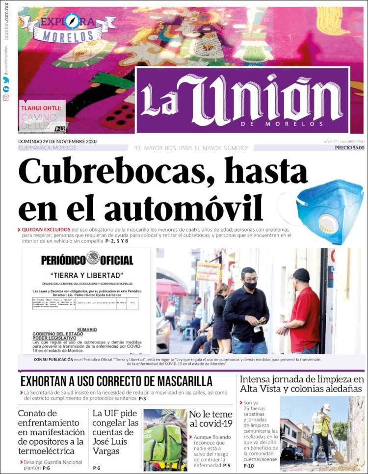 Portada de La Unión de Morelos (México)