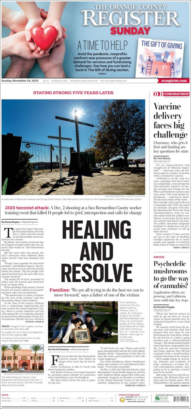 Portada de The Orange County Register (USA)