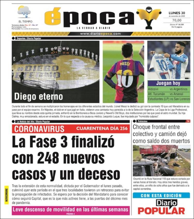 Portada de Diario Época (Argentina)