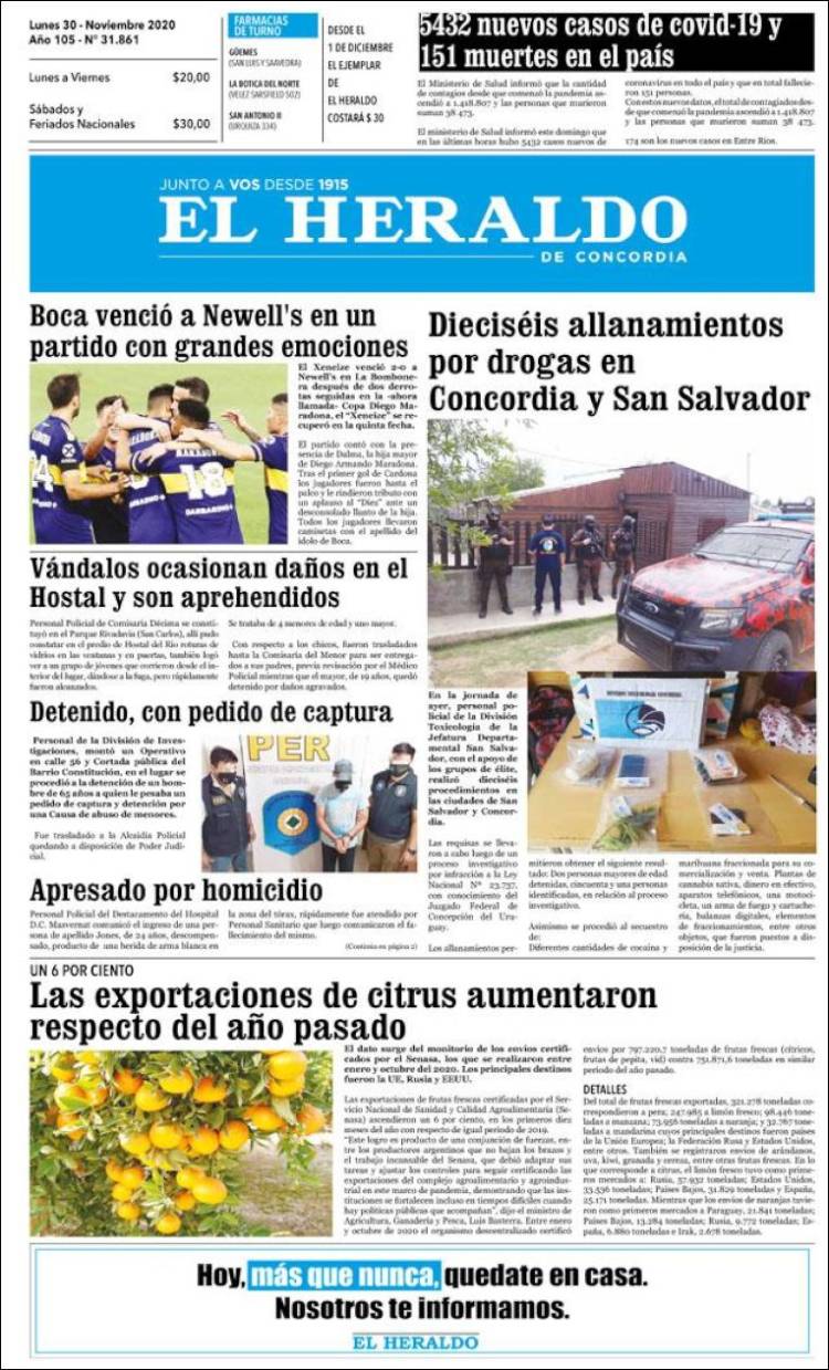 Portada de El Heraldo de Concordia (Argentina)