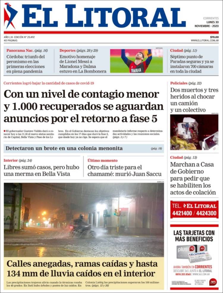 Portada de El Litoral Corrientes (Argentina)