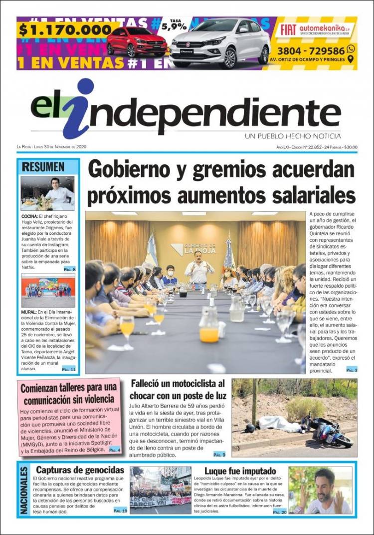 Portada de El Independiente (Argentina)