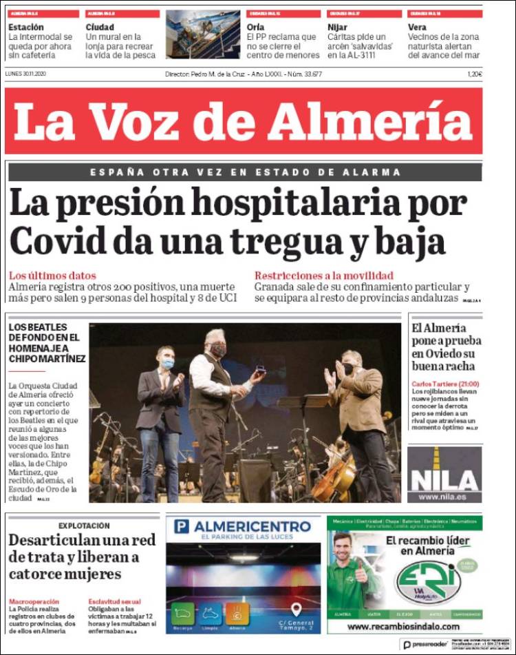 Portada de La Voz de Almería (España)