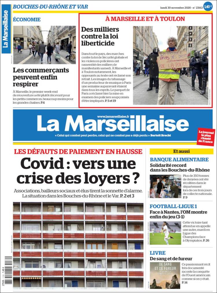 Portada de La Marseillaise (Francia)