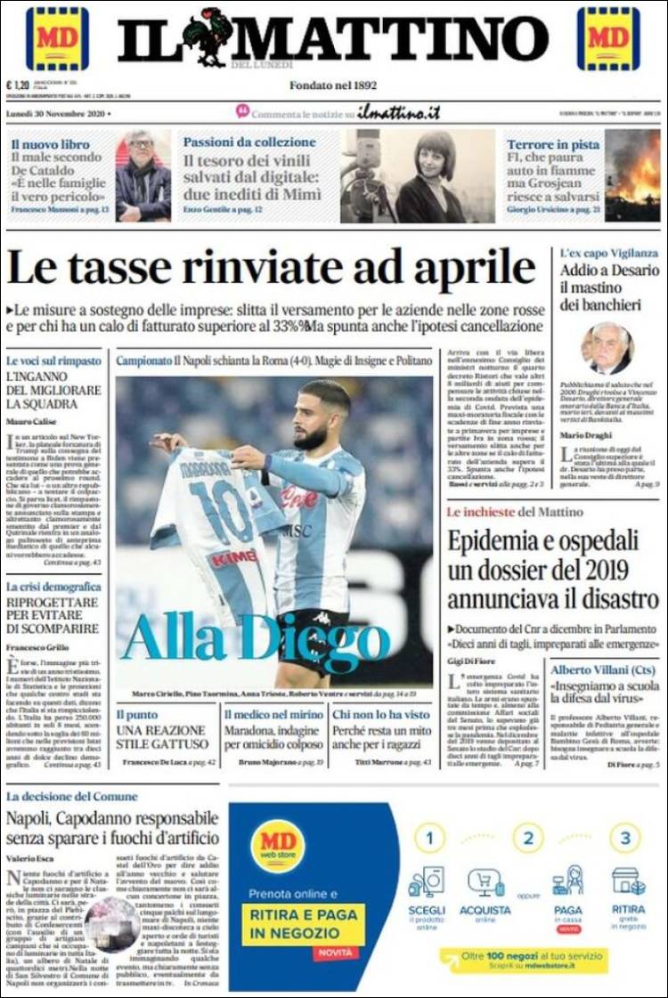 Portada de Il Mattino (Italia)