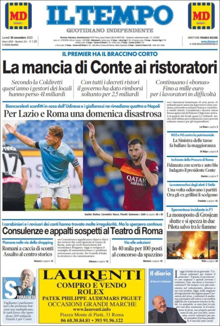 Portada de Il Tempo (Italia)