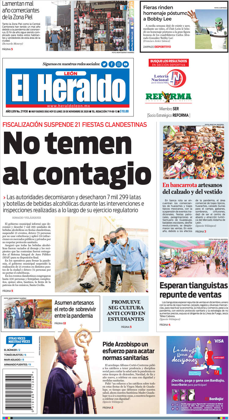 Portada de El Heraldo de León (México)