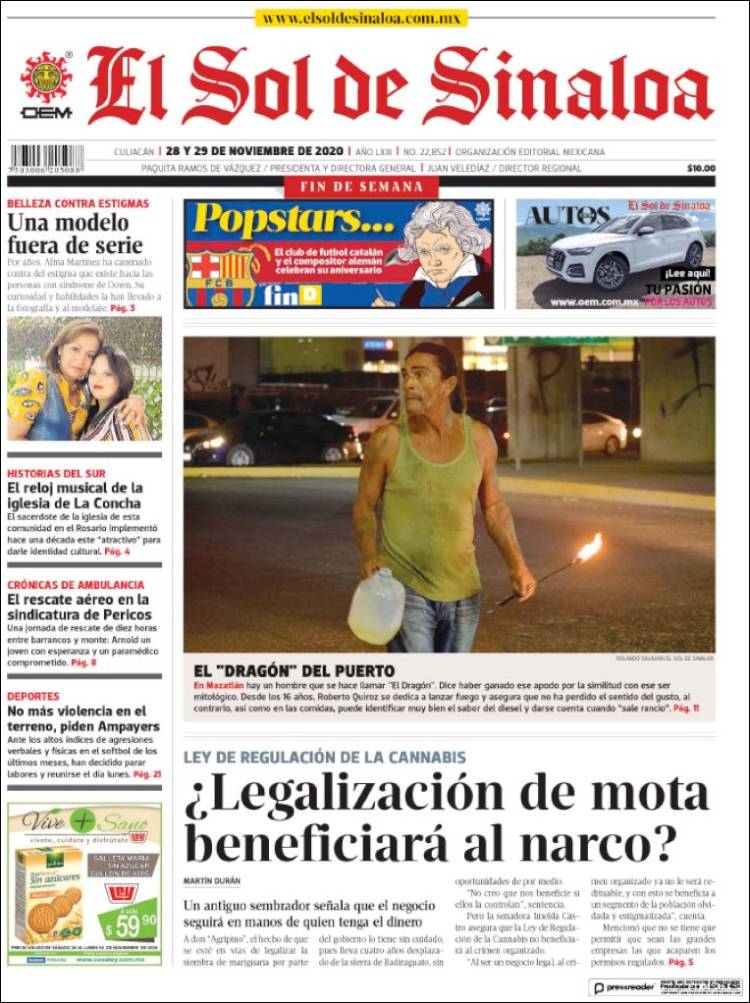 Portada de El Sol de Sinaloa (México)