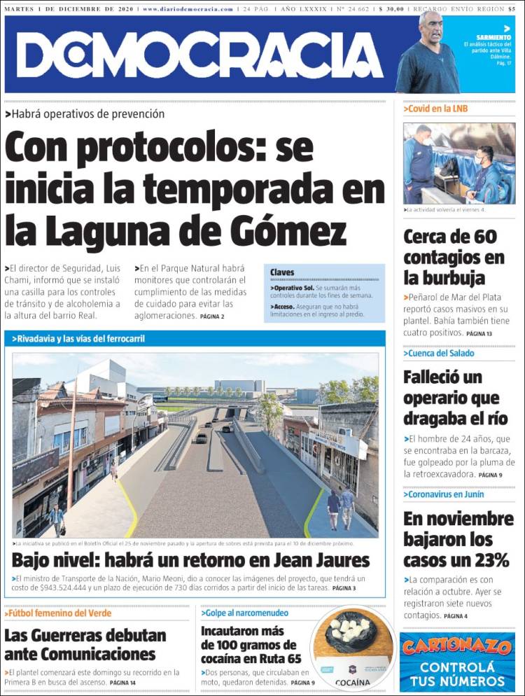 Portada de Diario Democracia (Argentina)