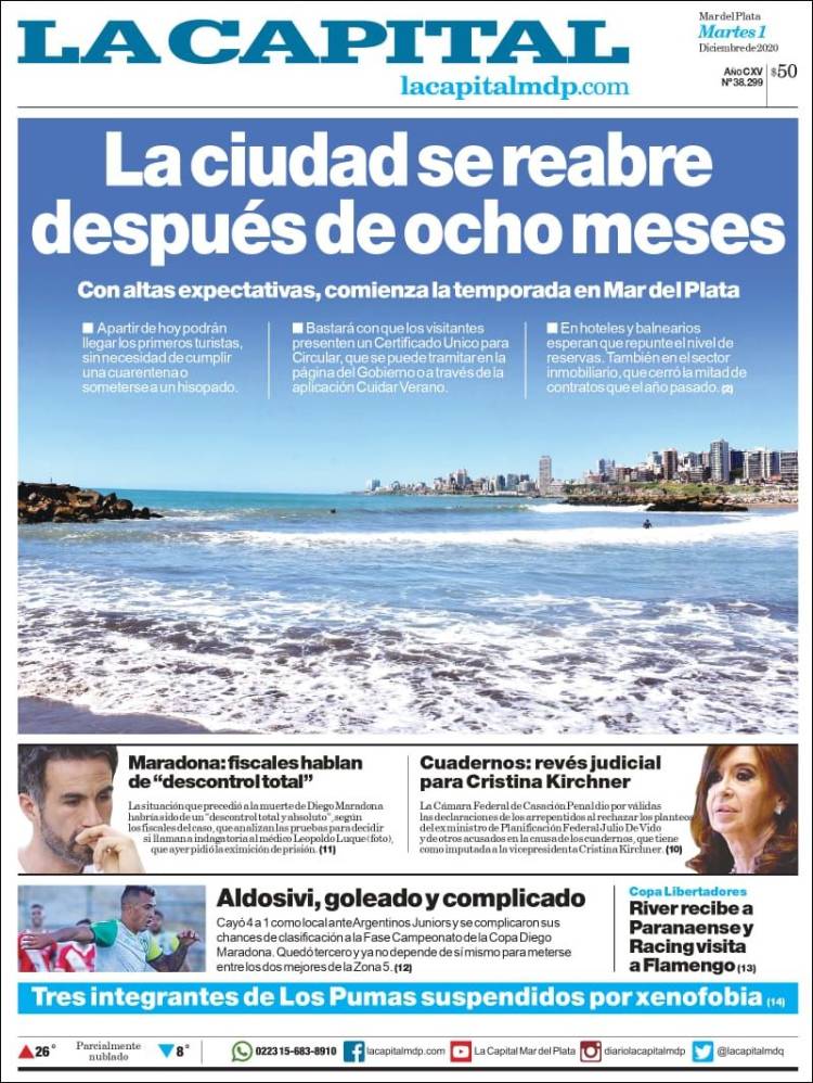 Portada de Diario La Capital - Mar del Plata (Argentina)