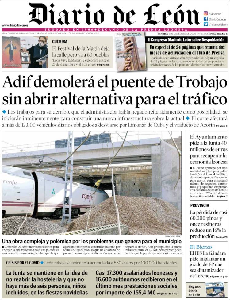 Portada de Diario de León (España)