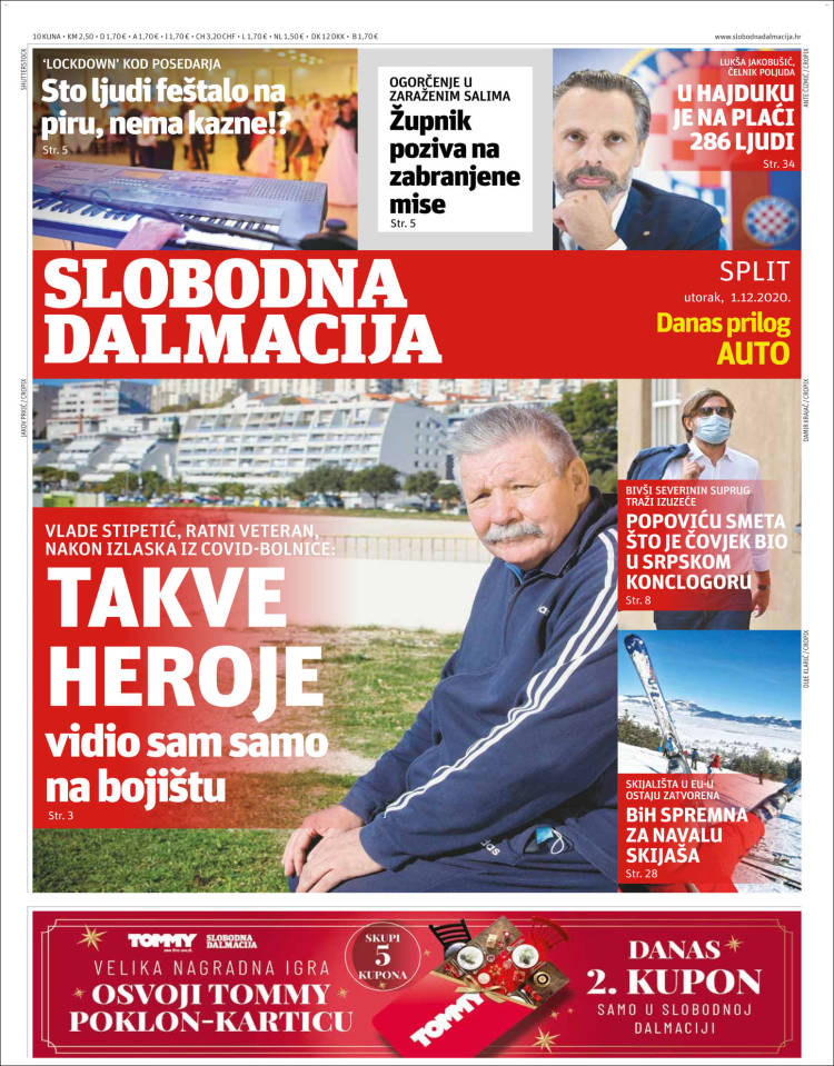 Portada de Slobodna Dalmacija (Croacia)