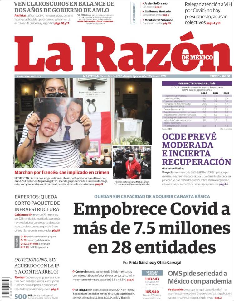 Portada de La Razón (México)