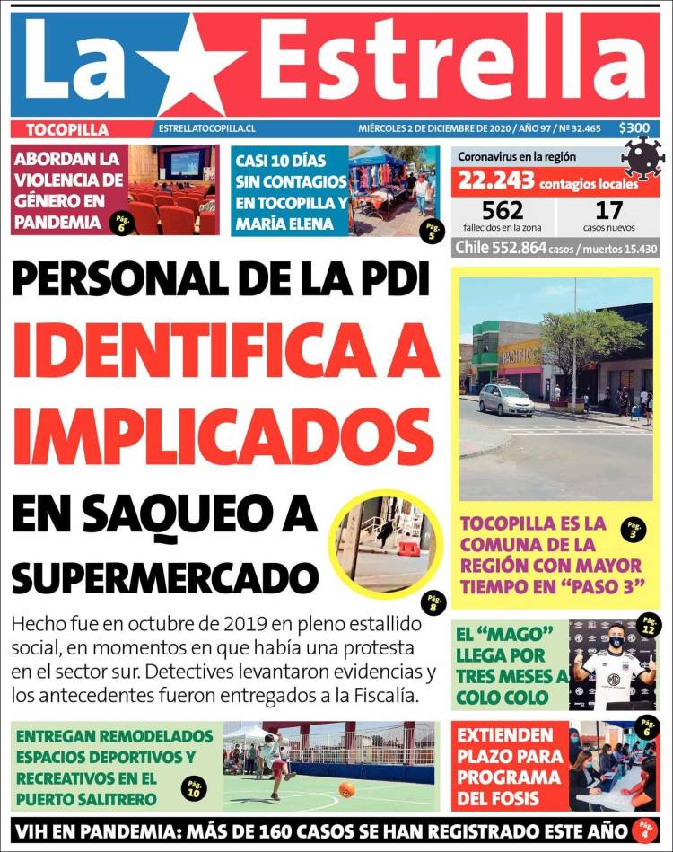 Portada de La Estrella de Tocopilla (Chile)