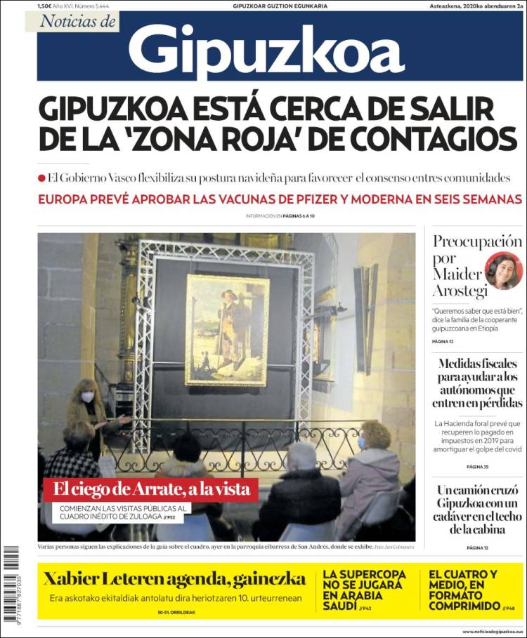 Portada de Noticias de Gipuzkoa (Spain)