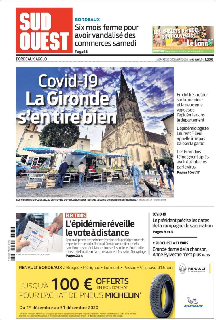 Portada de Sud Ouest (Francia)