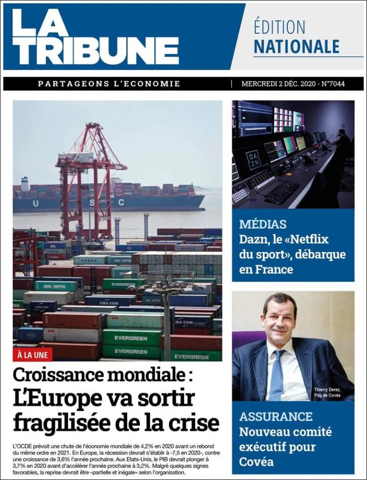 Portada de La Tribune (Francia)