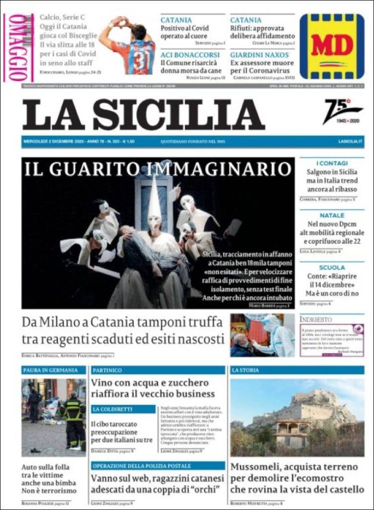 Portada de La Sicilia (Italia)