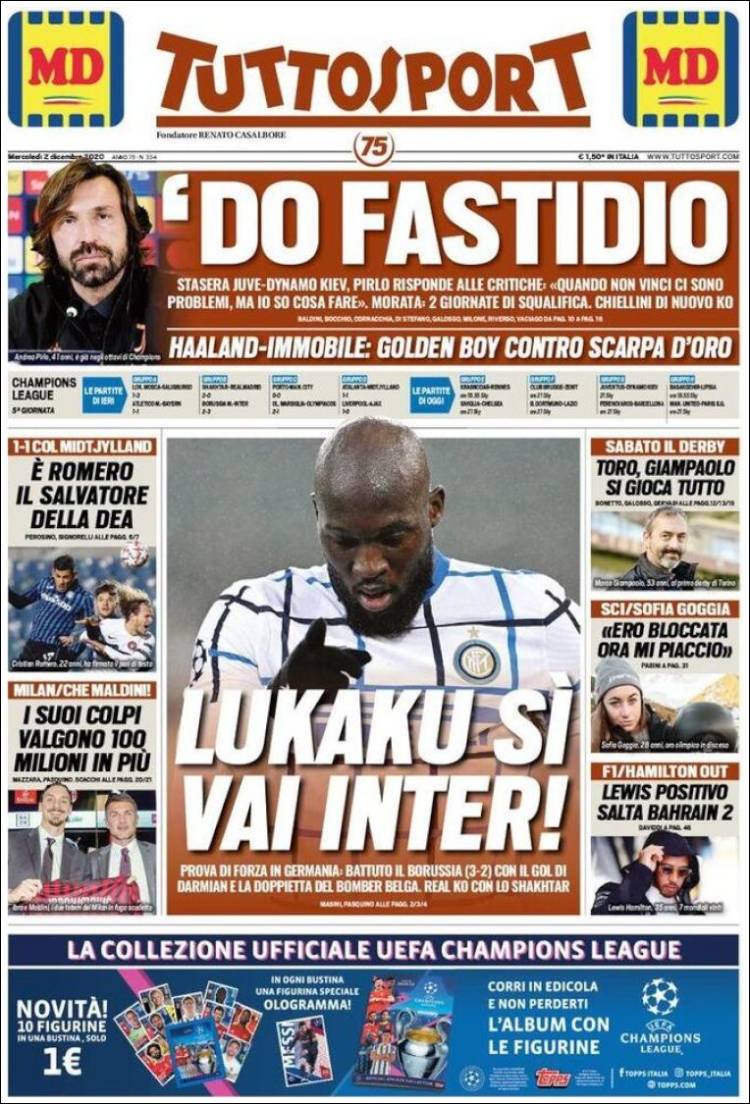 Portada de Tuttosport (Italia)