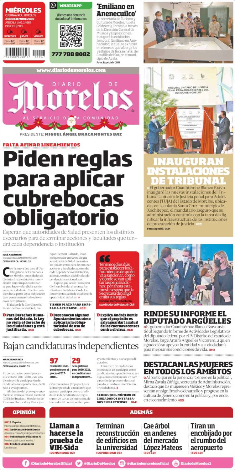 Portada de Diario de Morelos (Mexico)