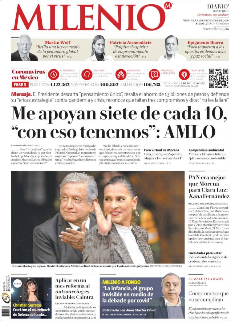 Portada de Milenio de Monterrey (Mexico)