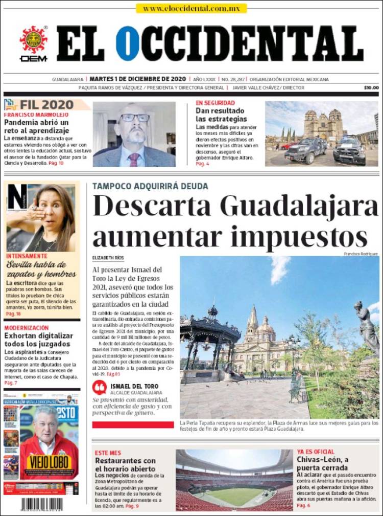 Portada de El Occidental (México)