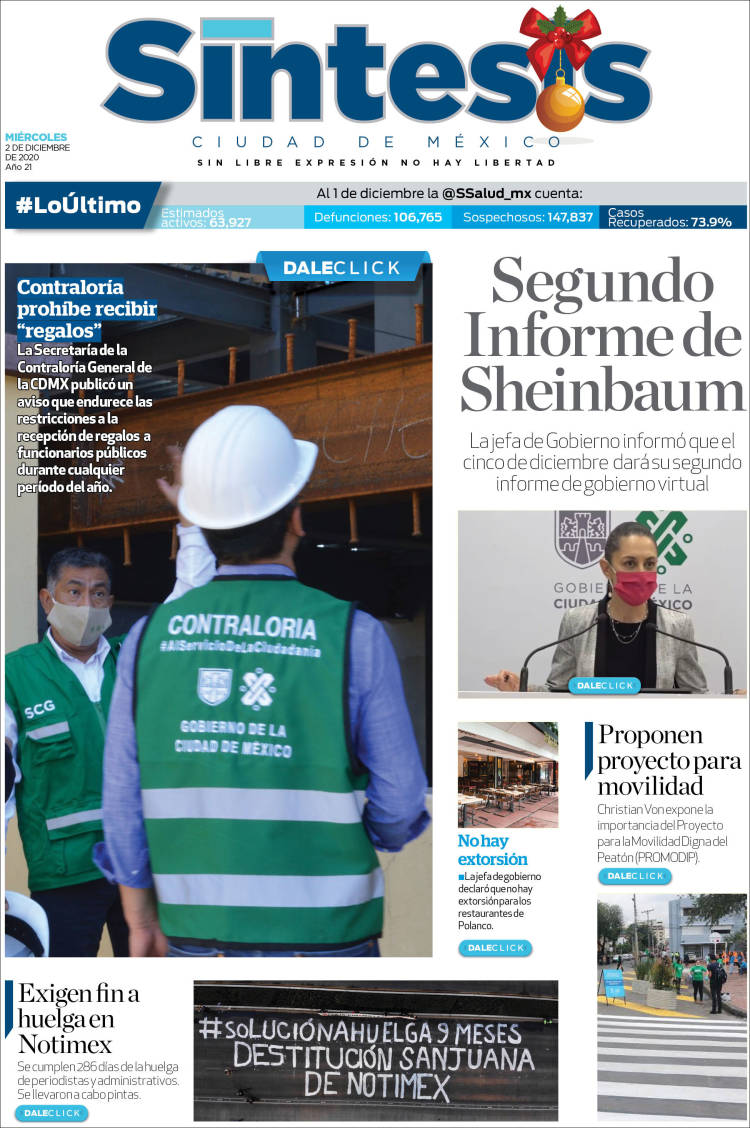 Portada de Síntesis Nacional (México)