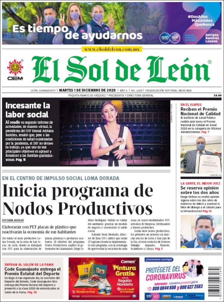 Portada de El Sol de León (México)