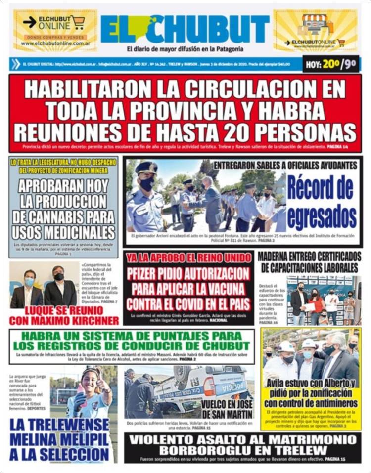 Portada de El Chubut (Argentina)